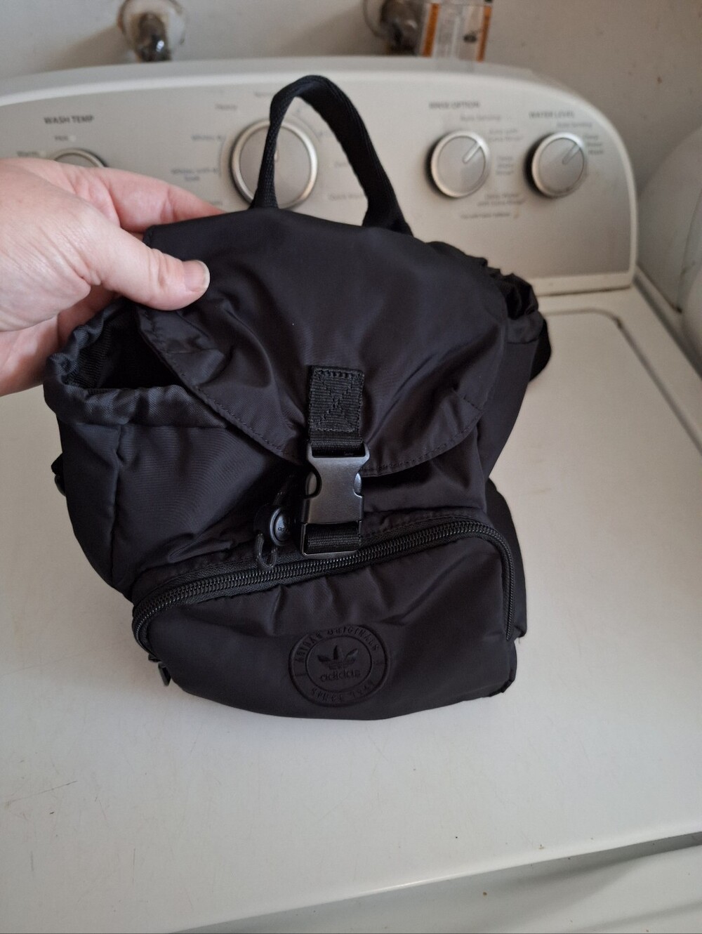 adidas Black Small Buckle-Front Backpack